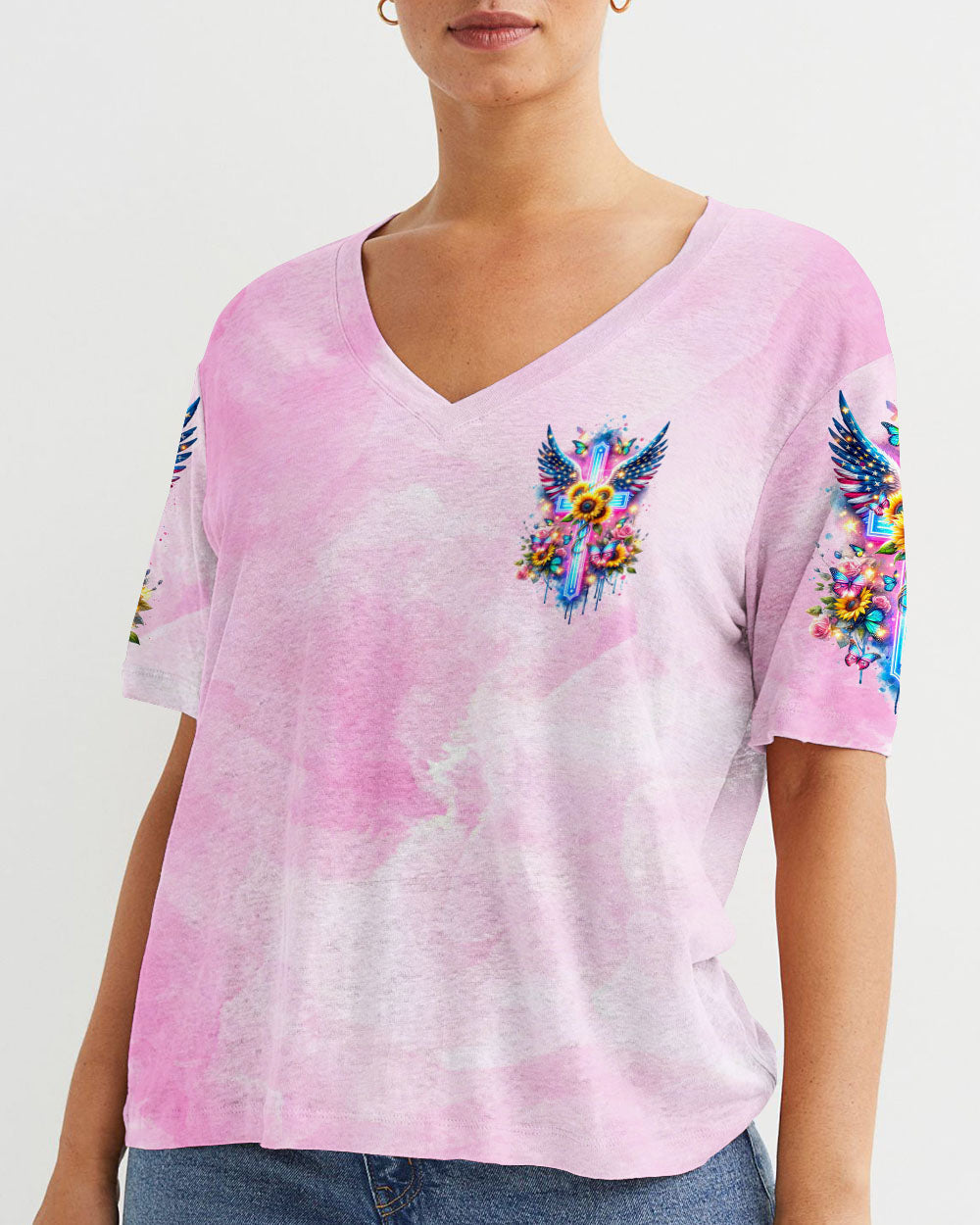 Way Maker Miracle Worker Cross Wings Flower Women's All Over Print Shirt - Tltr1312234, easychoo.com