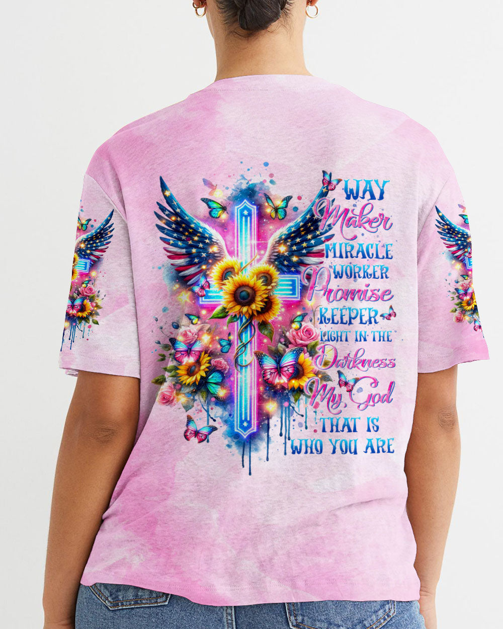 Way Maker Miracle Worker Cross Wings Flower Women's All Over Print Shirt - Tltr1312234, easychoo.com