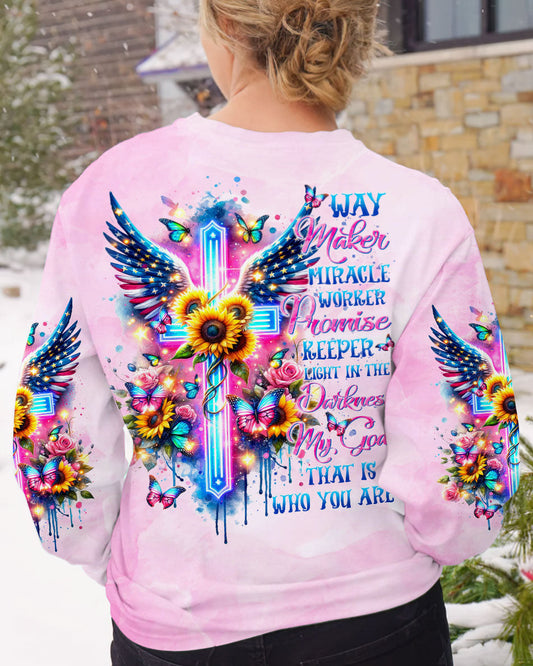 Way Maker Miracle Worker Cross Wings Flower Women's All Over Print Shirt - Tltr1312234, easychoo.com