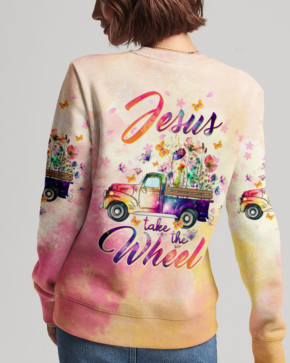 Jesus Take The Wheel Truck Floral Women's All Over Print Shirt - Tltw0212233, easychoo.com