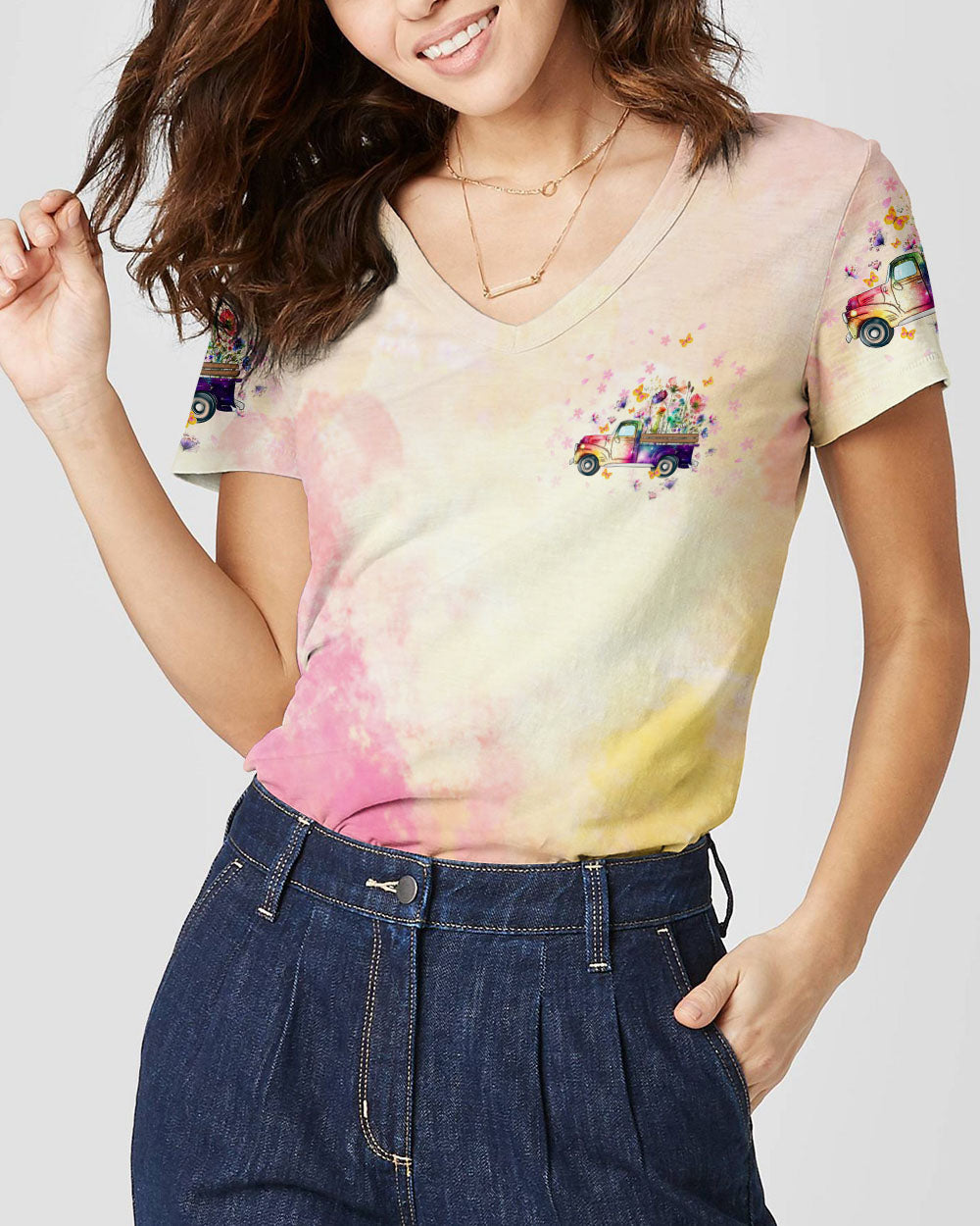 Jesus Take The Wheel Truck Floral Women's All Over Print Shirt - Tltw0212233, easychoo.com