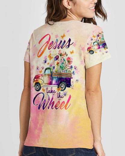 Jesus Take The Wheel Truck Floral Women's All Over Print Shirt - Tltw0212233, easychoo.com