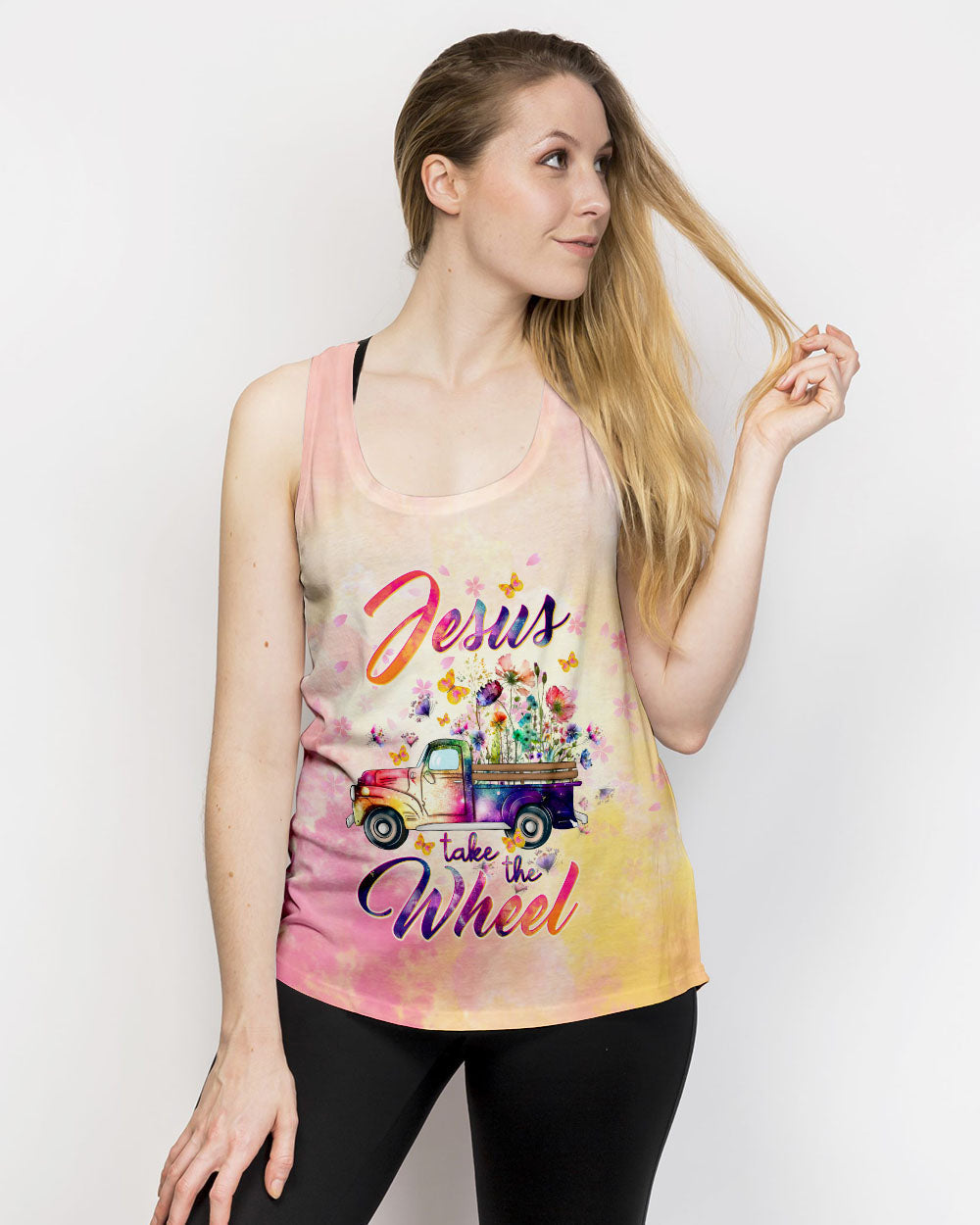 Jesus Take The Wheel Truck Floral Women's All Over Print Shirt - Tltw0212233, easychoo.com