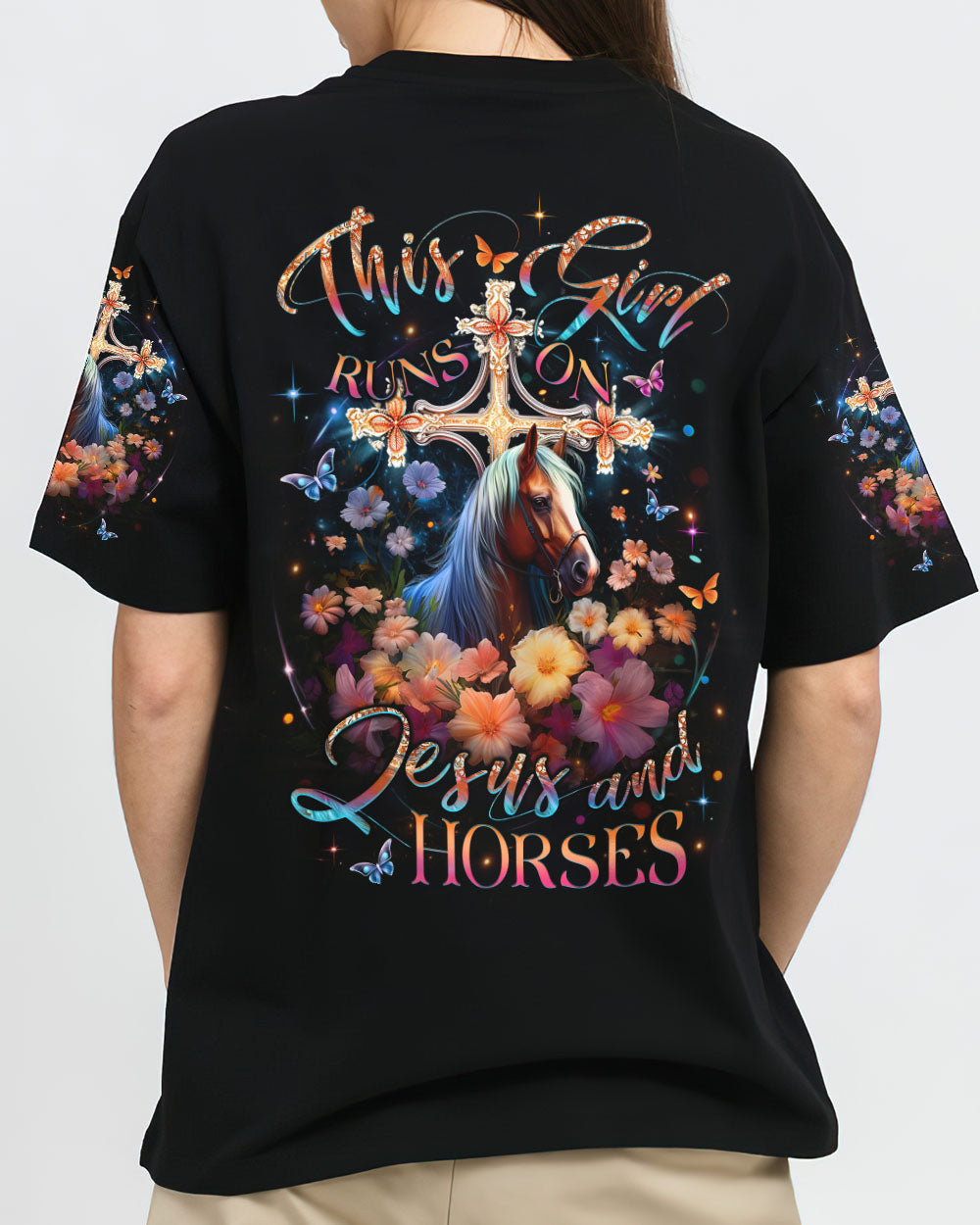 Runs On Jesus And Horses Women's All Over Print Shirt - Yhlt0612233, easychoo.com