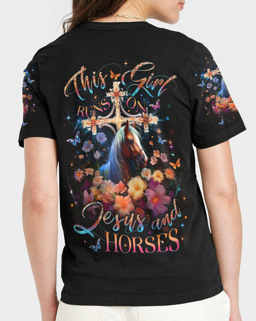 Runs On Jesus And Horses Women's All Over Print Shirt - Yhlt0612233, easychoo.com