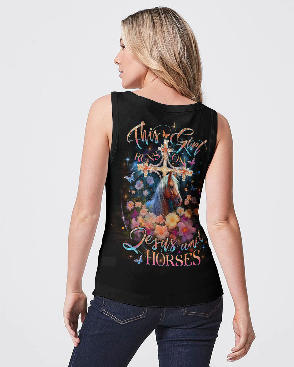 Runs On Jesus And Horses Women's All Over Print Shirt - Yhlt0612233, easychoo.com