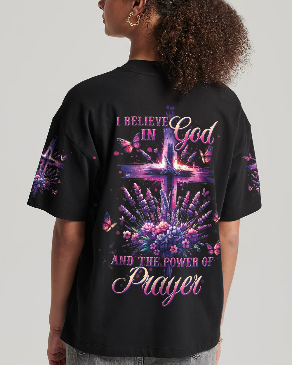 I Believe In God Lavender Women's All Over Print Shirt - Tltw1101243, easychoo.com