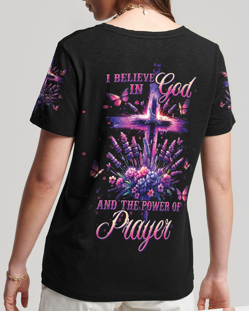 I Believe In God Lavender Women's All Over Print Shirt - Tltw1101243, easychoo.com