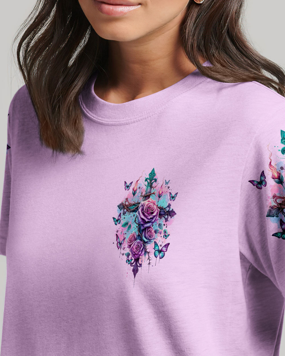 I Belong To Jesus Cross Rose Women's All Over Print Shirt - Tltr2401241, easychoo.com