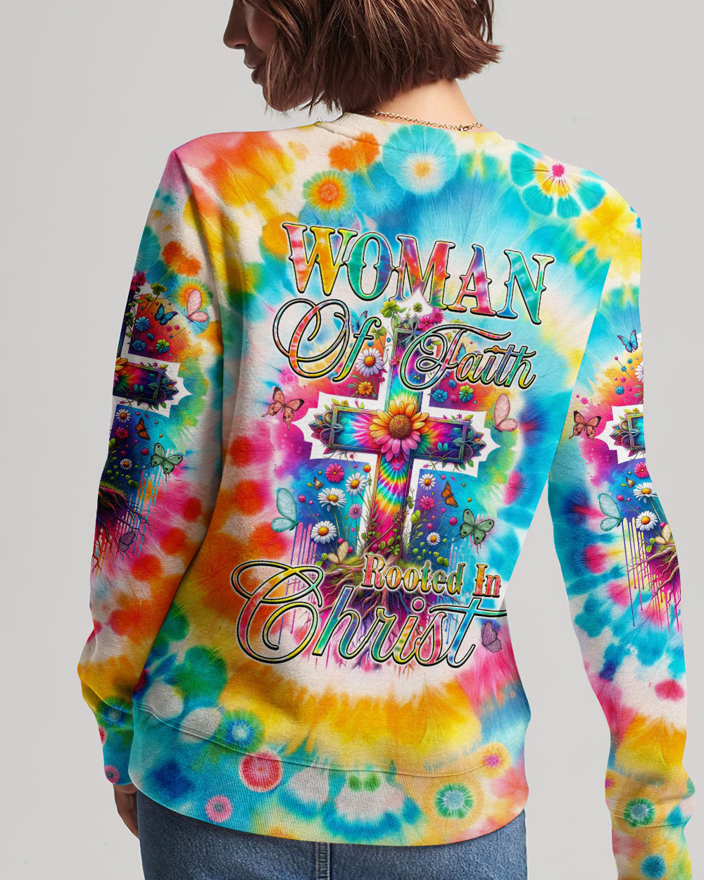 Woman Of Faith Rooted In Christ Tie Dye Women's All Over Print Shirt - Tyqy2001242, easychoo.com