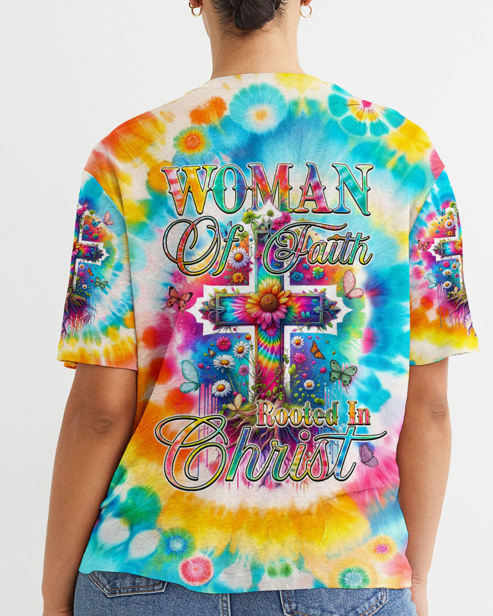 Woman Of Faith Rooted In Christ Tie Dye Women's All Over Print Shirt - Tyqy2001242, easychoo.com
