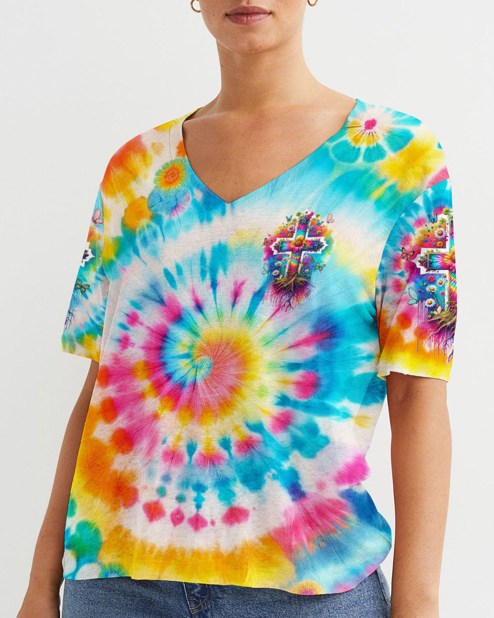 Woman Of Faith Rooted In Christ Tie Dye Women's All Over Print Shirt - Tyqy2001242, easychoo.com