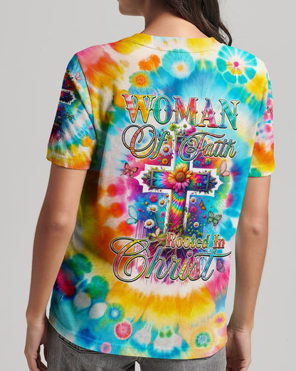 Woman Of Faith Rooted In Christ Tie Dye Women's All Over Print Shirt - Tyqy2001242, easychoo.com