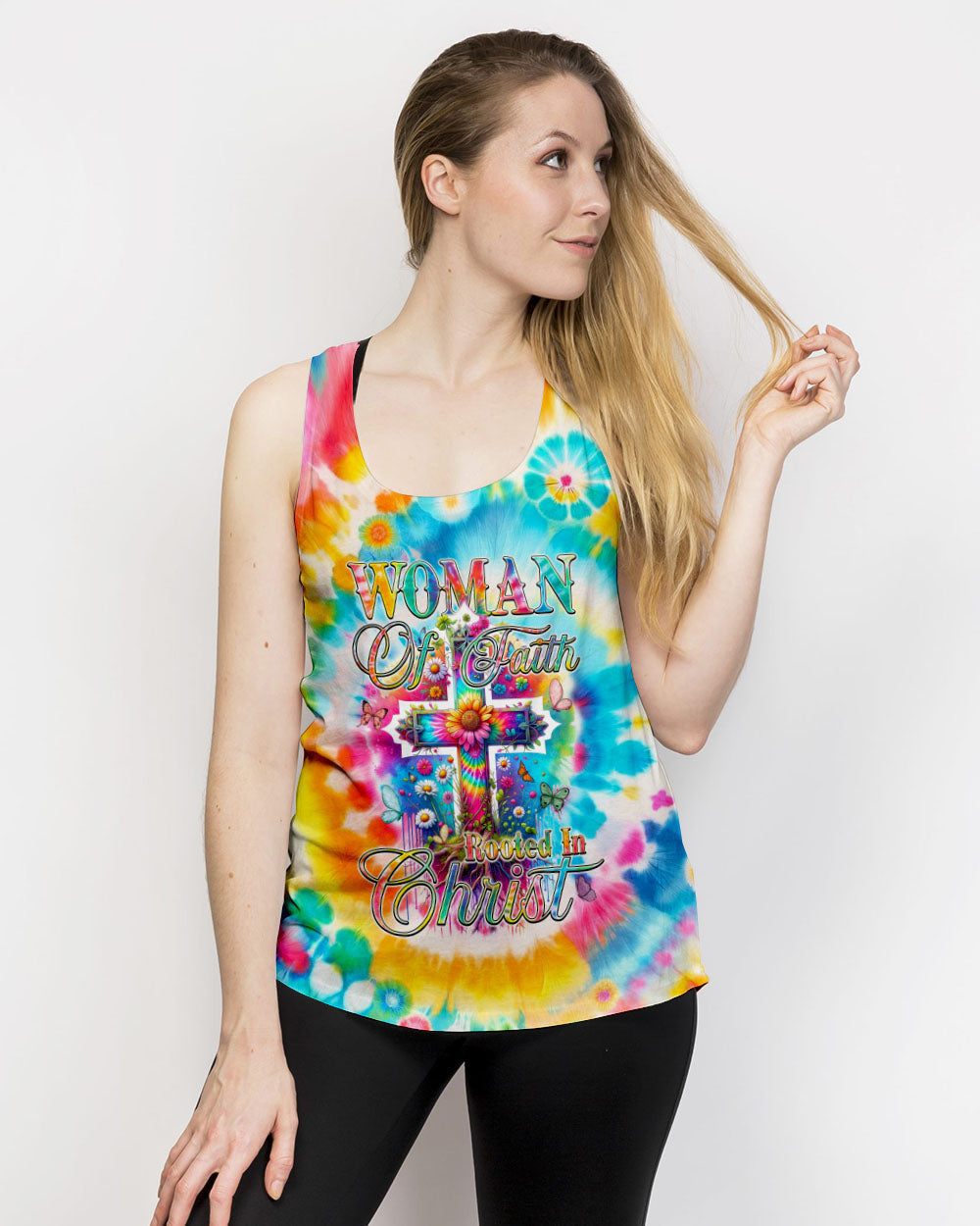 Woman Of Faith Rooted In Christ Tie Dye Women's All Over Print Shirt - Tyqy2001242, easychoo.com