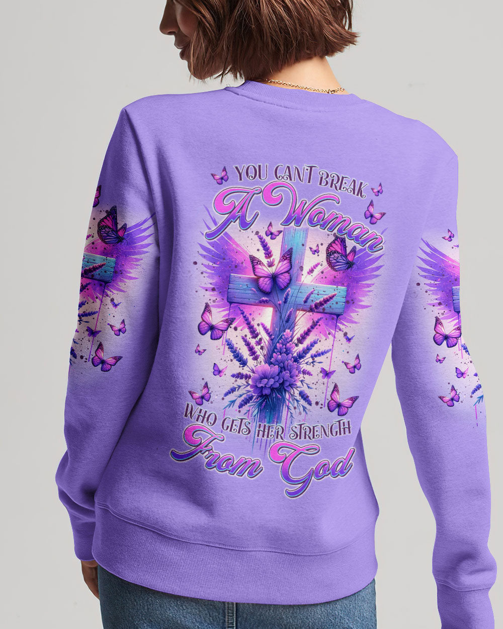 You Can't Break A Woman Cross Wings Purple Women's All Over Print Shirt - Tltr3101241, easychoo.com