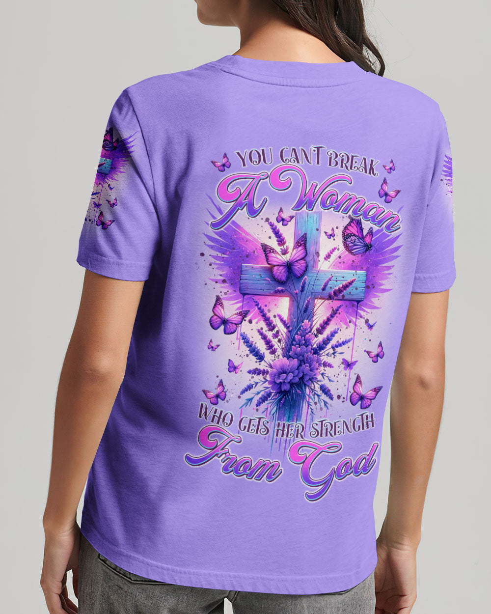 You Can't Break A Woman Cross Wings Purple Women's All Over Print Shirt - Tltr3101241, easychoo.com