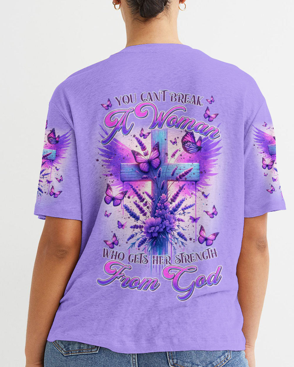 You Can't Break A Woman Cross Wings Purple Women's All Over Print Shirt - Tltr3101241, easychoo.com