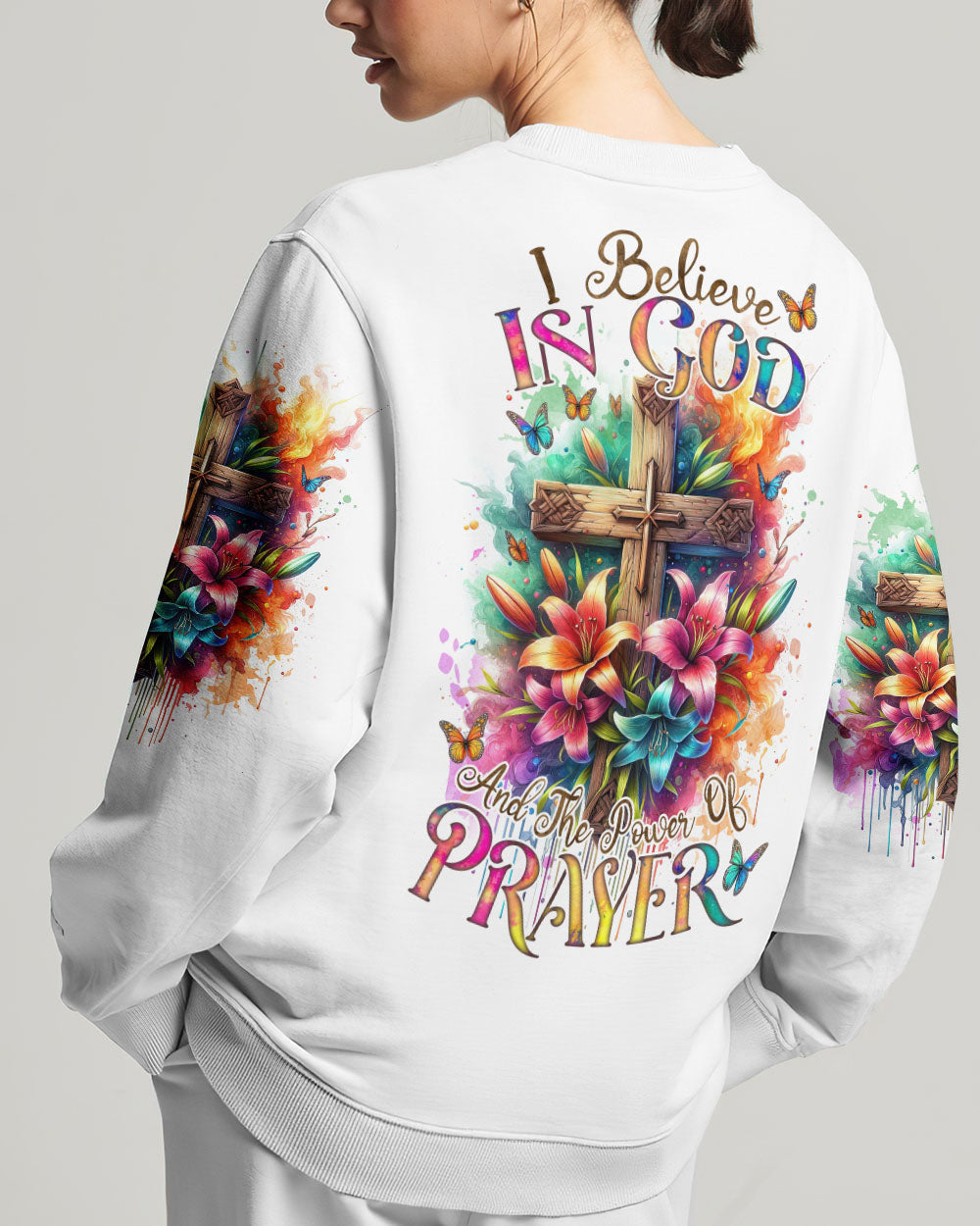 I Believe In God Lilies Women's All Over Print Shirt - Tlnz1711233, easychoo.com