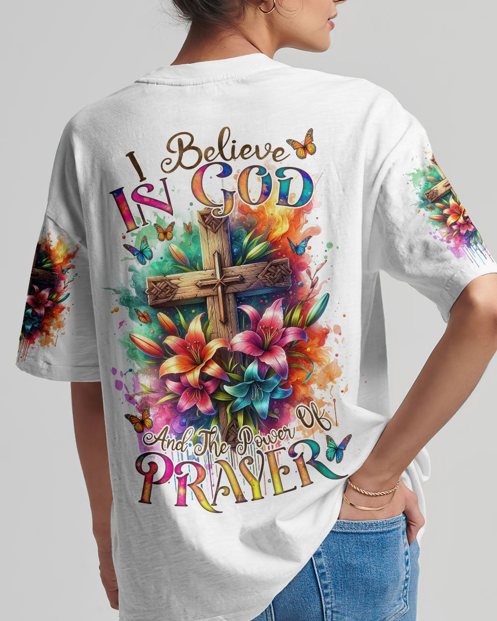 I Believe In God Lilies Women's All Over Print Shirt - Tlnz1711233, easychoo.com