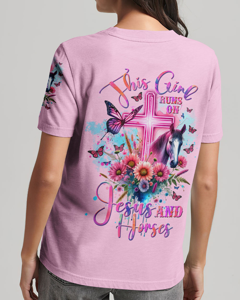 Runs On Jesus And Horses Women's All Over Print - Tltw1812233, easychoo.com