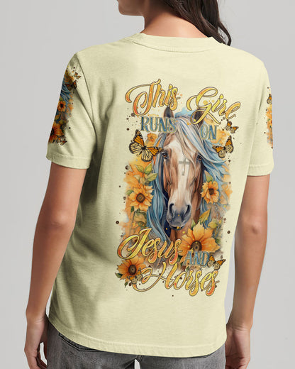 Runs On Jesus And Horses Women's All Over Print Shirt - Tltr0901241, easychoo.com
