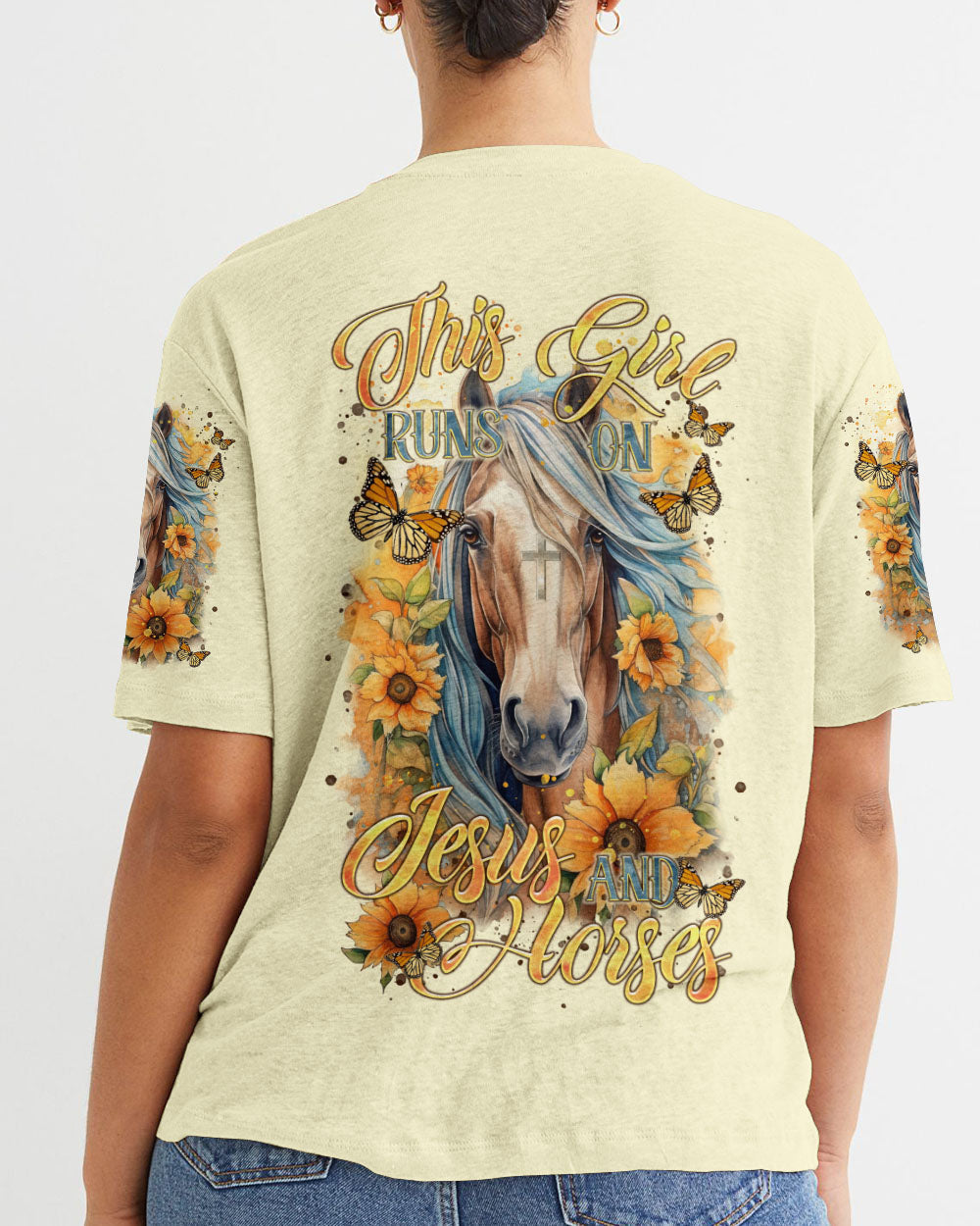 Runs On Jesus And Horses Women's All Over Print Shirt - Tltr0901241, easychoo.com