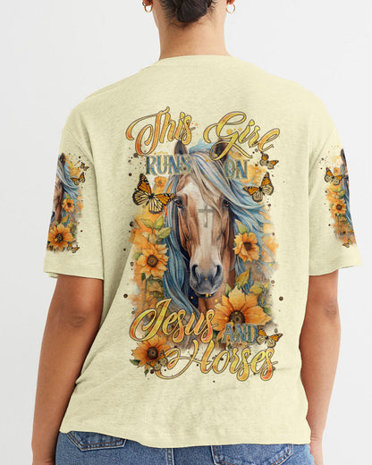 Runs On Jesus And Horses Women's All Over Print Shirt - Tltr0901241, easychoo.com