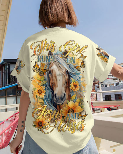 Runs On Jesus And Horses Women's All Over Print Shirt - Tltr0901241, easychoo.com