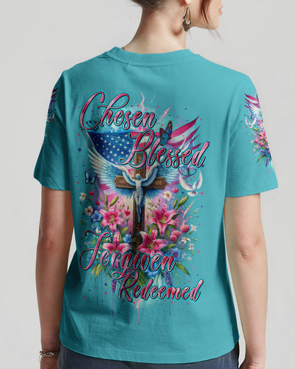 Chosen Blessed Forgiven Redeemed Women's All Over Print Shirt - Tytm3110233, easychoo.com