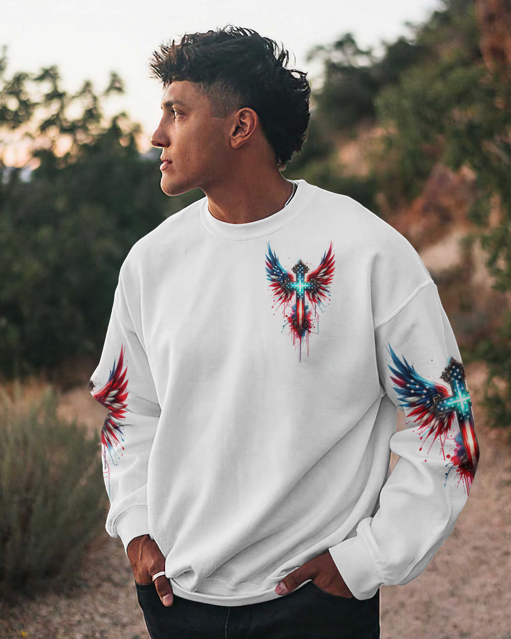 No Matter The Storm Cross Wings Men's All Over Print Shirt - Tlno1601243, easychoo.com