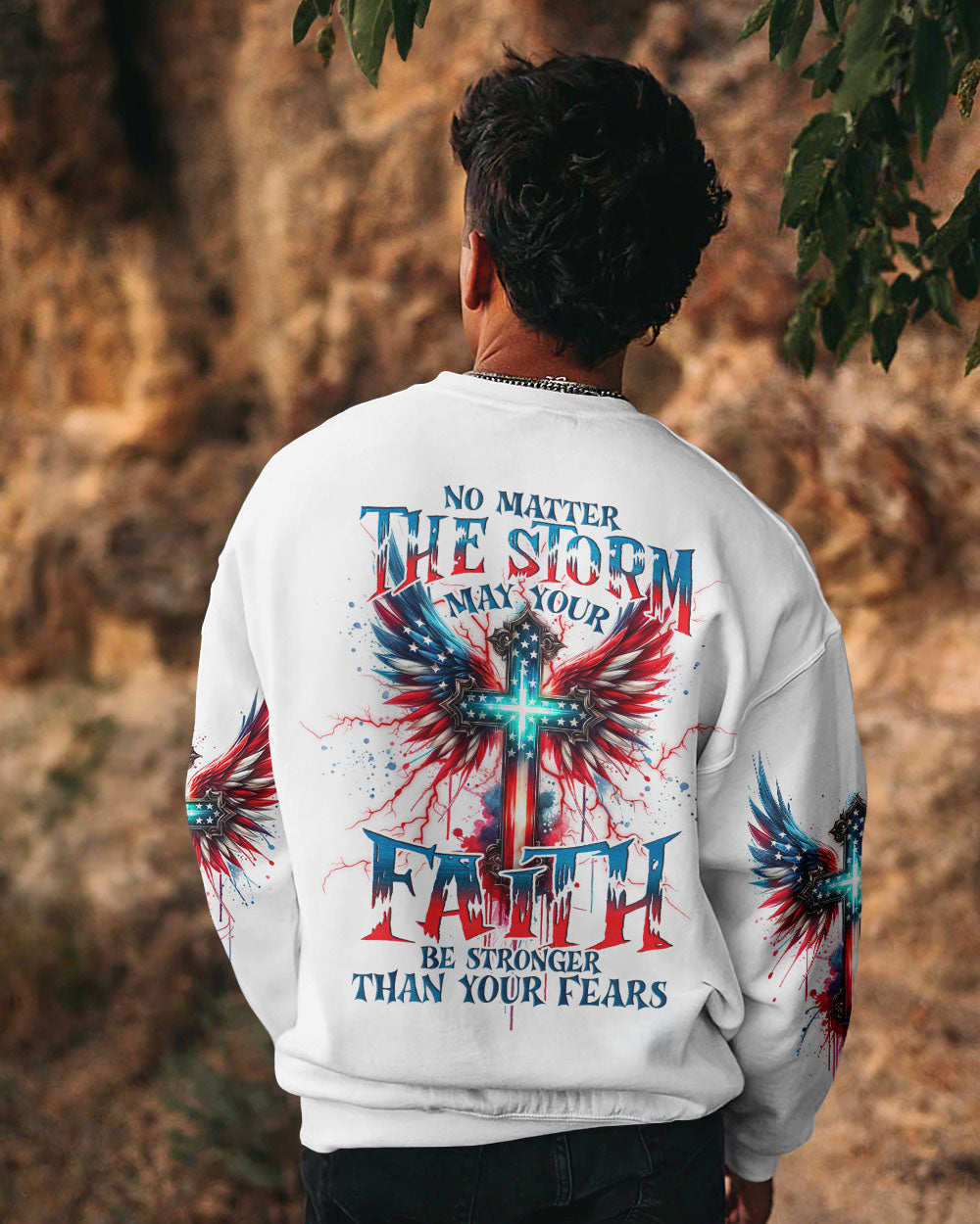 No Matter The Storm Cross Wings Men's All Over Print Shirt - Tlno1601243, easychoo.com