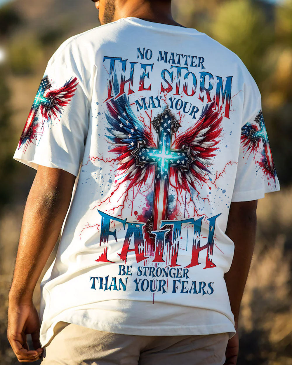 No Matter The Storm Cross Wings Men's All Over Print Shirt - Tlno1601243, easychoo.com