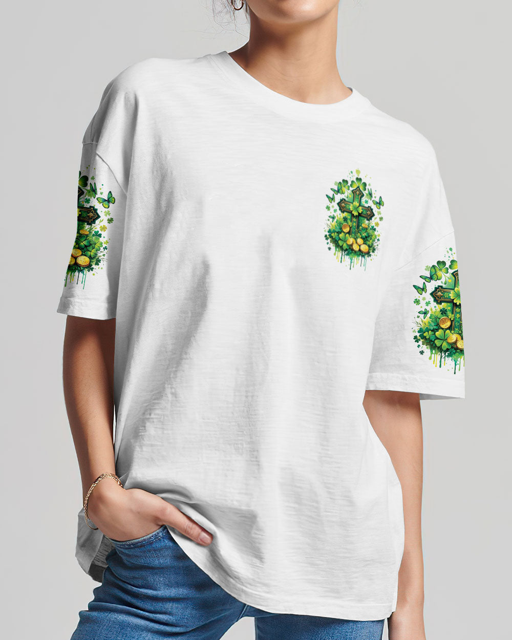 God's Perfect Presence Patrick's Day Women's All Over Print Shirt - Tytd1501241, easychoo.com