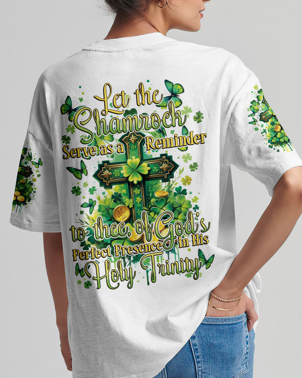 God's Perfect Presence Patrick's Day Women's All Over Print Shirt - Tytd1501241, easychoo.com