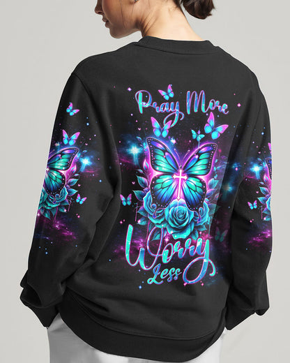 Pray More Worry Less Butterfly Women's All Over Print Shirt - Tlnt2601242, easychoo.com