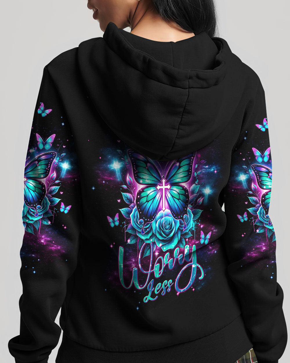 Pray More Worry Less Butterfly Women's All Over Print Shirt - Tlnt2601242, easychoo.com