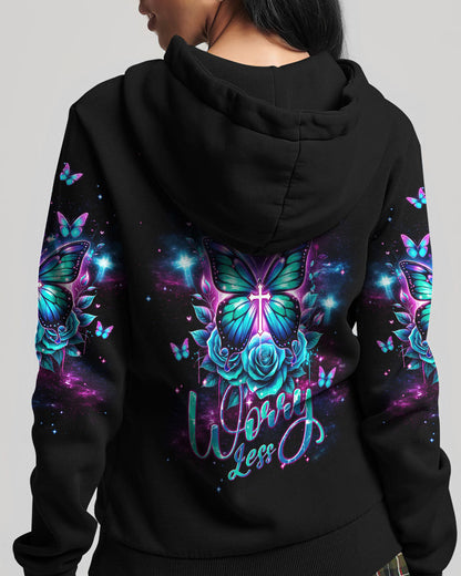 Pray More Worry Less Butterfly Women's All Over Print Shirt - Tlnt2601242, easychoo.com