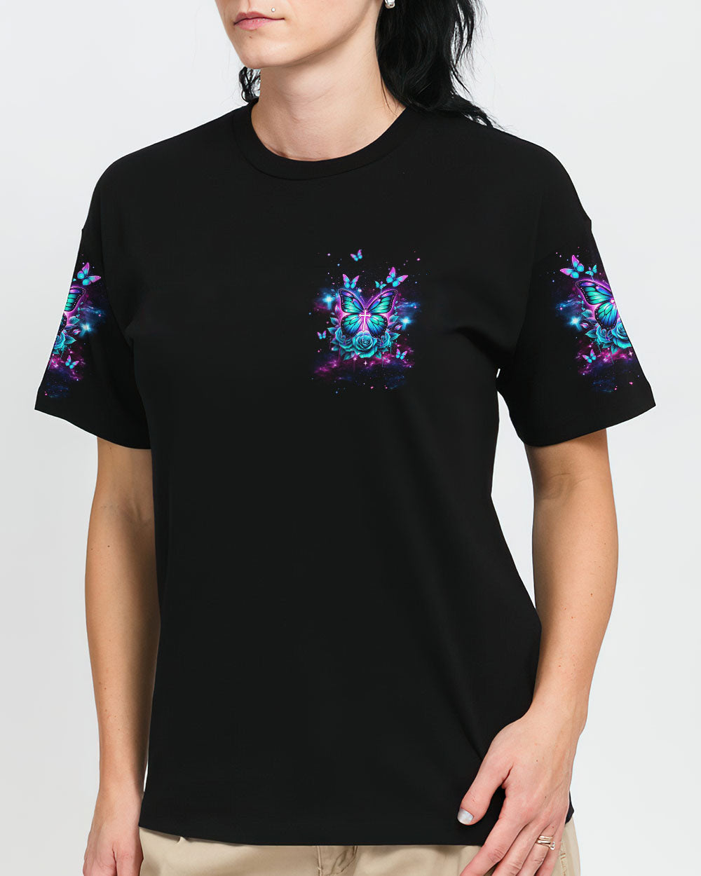 Pray More Worry Less Butterfly Women's All Over Print Shirt - Tlnt2601242, easychoo.com