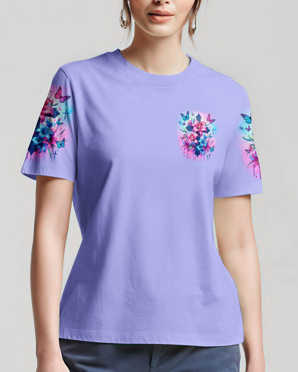 Jesus Is The Way Lilies Cross Women's All Over Print Shirt - Tltr3001241, easychoo.com