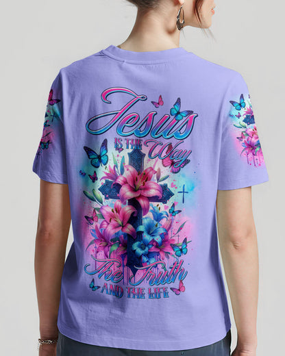 Jesus Is The Way Lilies Cross Women's All Over Print Shirt - Tltr3001241, easychoo.com