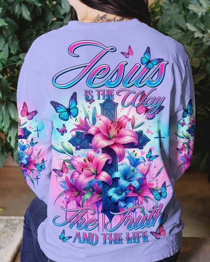 Jesus Is The Way Lilies Cross Women's All Over Print Shirt - Tltr3001241, easychoo.com