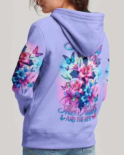 Jesus Is The Way Lilies Cross Women's All Over Print Shirt - Tltr3001241, easychoo.com