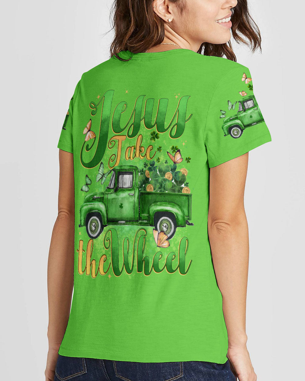 Jesus Take The Wheel Patrick's Day Women's All Over Print Shirt - Tytd0501241, easychoo.com