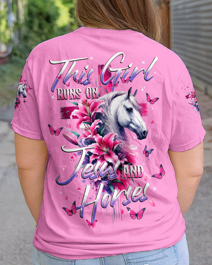 Runs On Jesus And Horses Women's All Over Print Shirt - Tytd1512231, easychoo.com