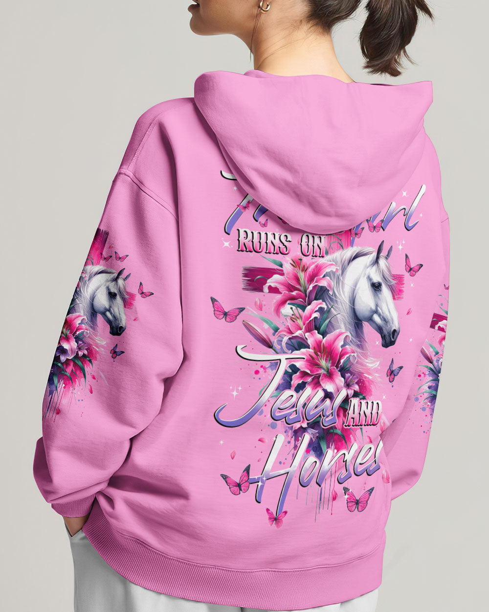 Runs On Jesus And Horses Women's All Over Print Shirt - Tytd1512231, easychoo.com