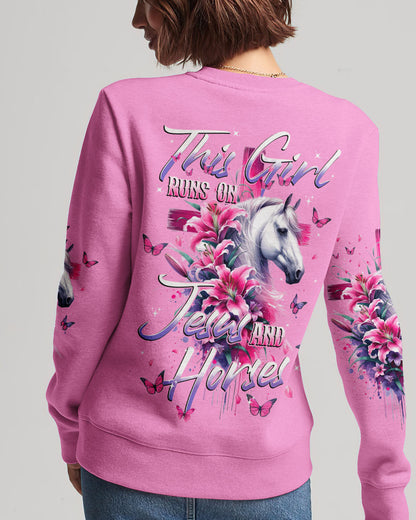 Runs On Jesus And Horses Women's All Over Print Shirt - Tytd1512231, easychoo.com