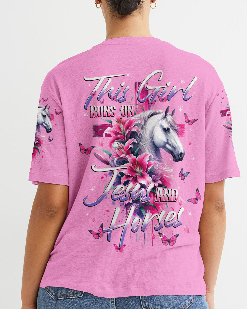 Runs On Jesus And Horses Women's All Over Print Shirt - Tytd1512231, easychoo.com