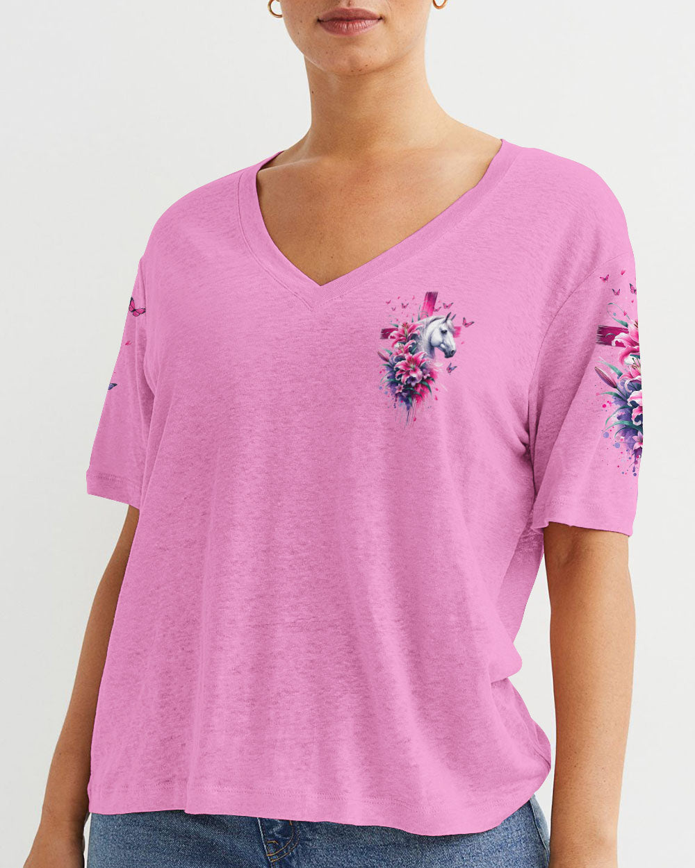 Runs On Jesus And Horses Women's All Over Print Shirt - Tytd1512231, easychoo.com