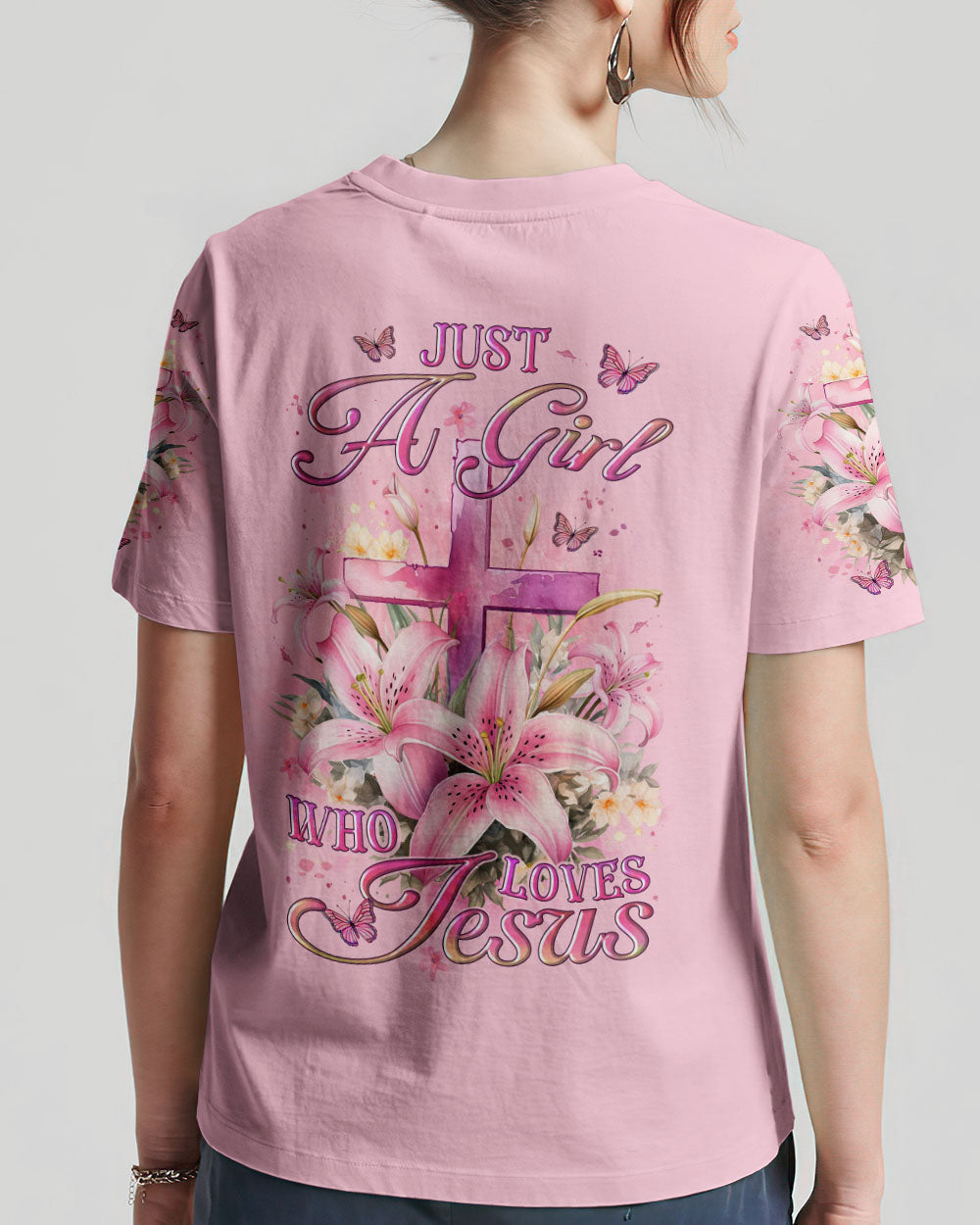 Just A Girl Who Loves Jesus Women's All Over Print Shirt - YHLT1912234, easychoo.com