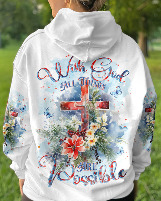 With God All Things Are Possible Christmas Women's All Over Print Shirt - Yhkd0611231, easychoo.com
